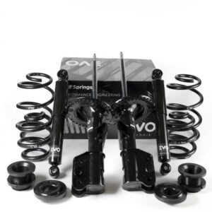 Car suspension components and accessories displayed.